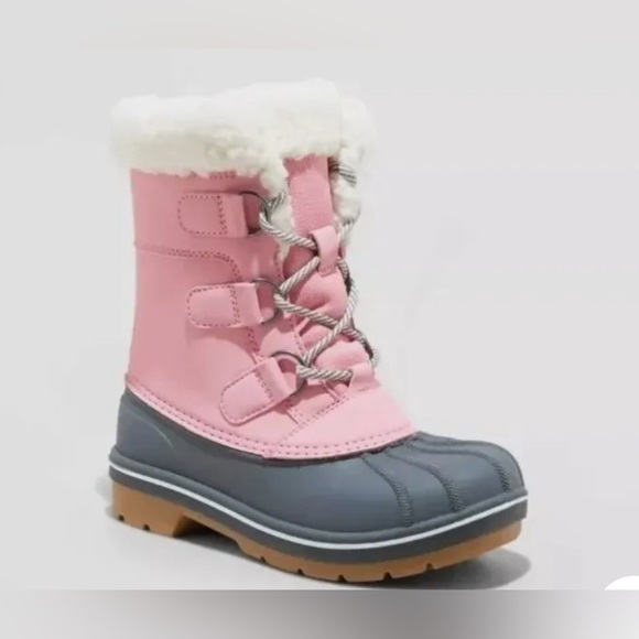 Kids' Kit Lace-Up Winter Boots Pink - Cat & Jack - SIZE 5 - Picture 2 of 5